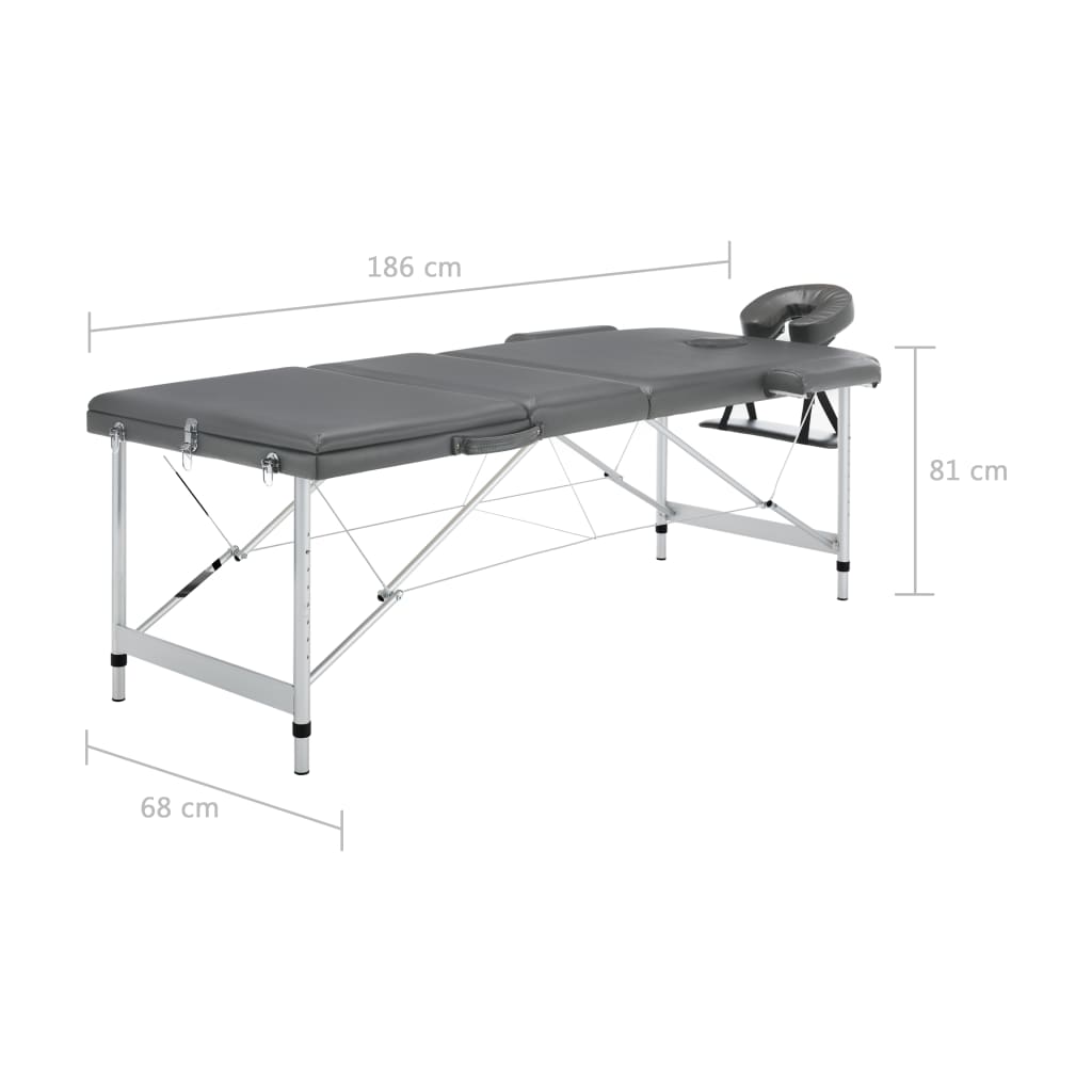 Massagetisch mit Aluminiumrahmen, faltbar 3 Zonen Creme-Weiß