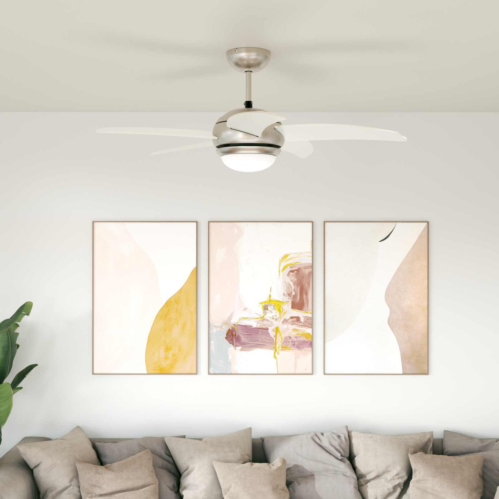 Deckenventilator mit Licht und Fernbedienung Ø 130 cm Weiß