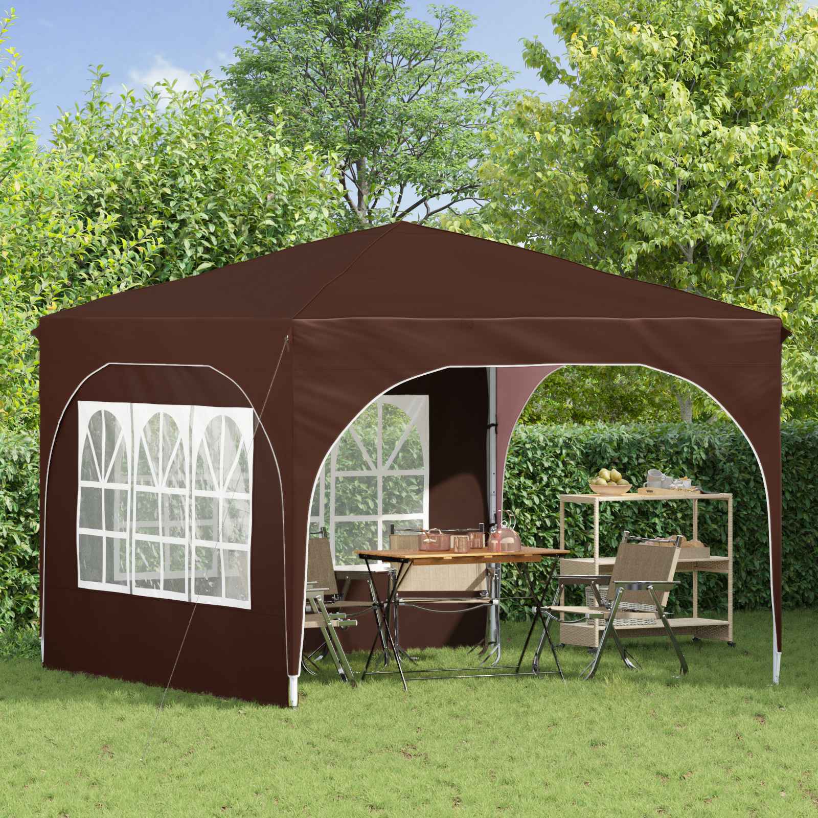 Pop-up Partyzelt 290 x 290 x 245 cm Creme