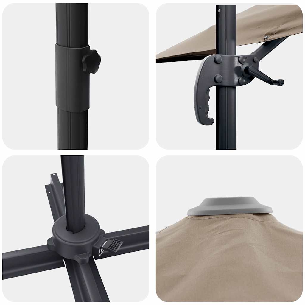 Roma Parasol Beige 286 x 284 x 265 cm Aluminium und Polyester
