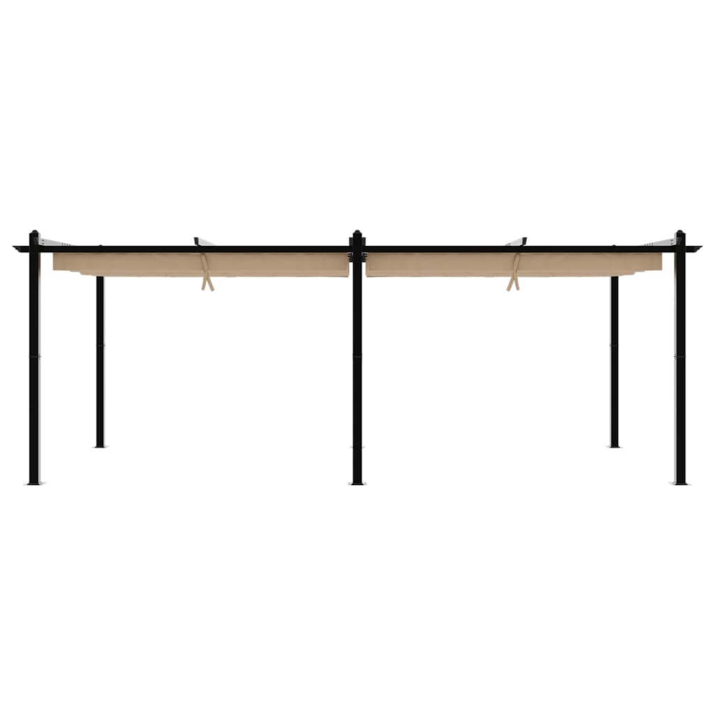 Gartenpavillon mit Ausziehbarem Dach Creme 3x6 m Aluminium