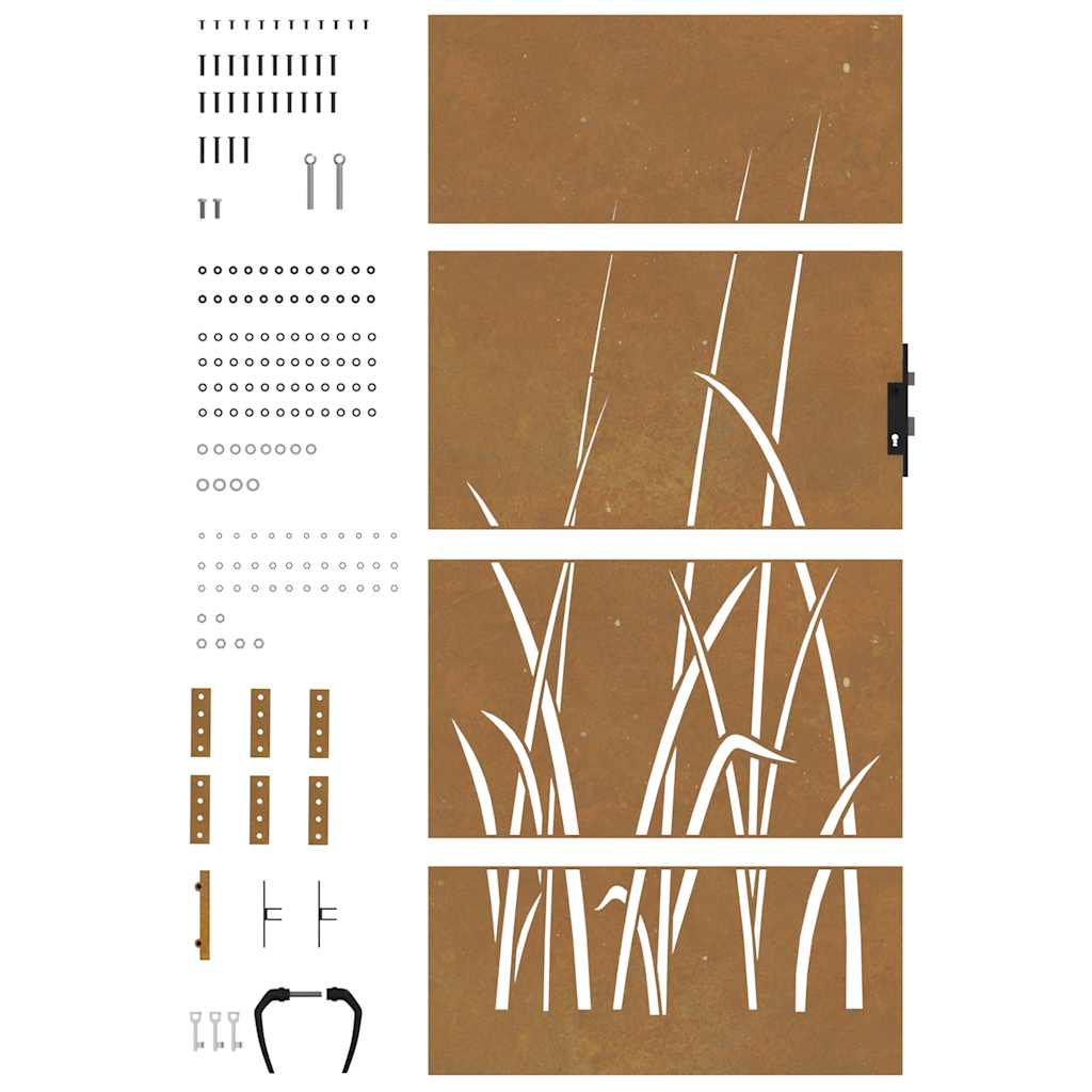 Gartentor 85x75 cm Cortenstahl Gras-Design