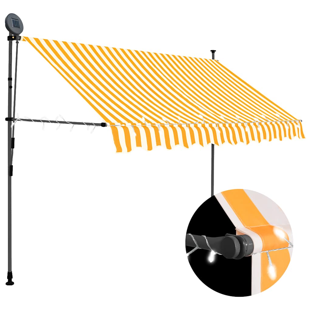 Einziehbare Markise Handbetrieben mit LED 100 cm Blau und Weiß