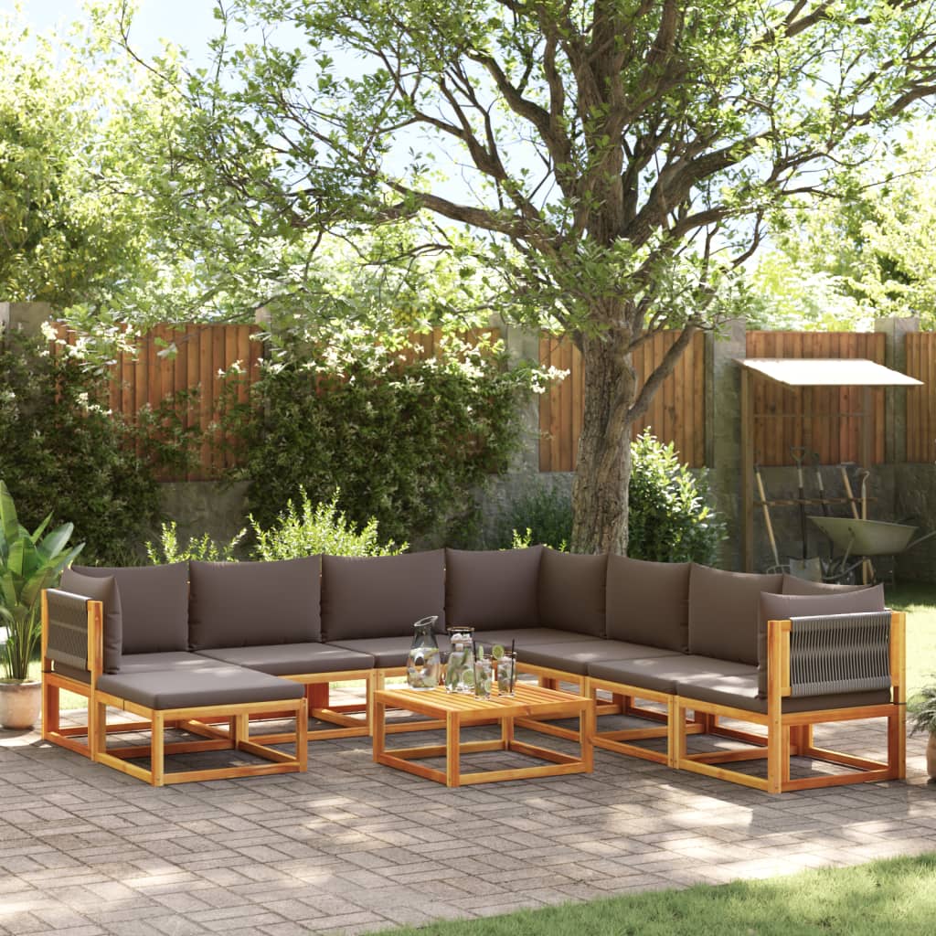6-tlg. Gartensofa-Set mit Kissen Holz Akazie & Seil