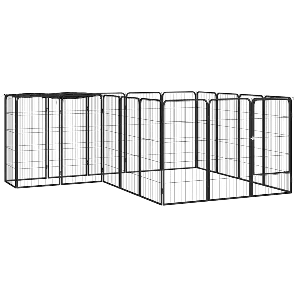 6-tlg. Hundelaufstall Schwarz 50x100cm Stahl Pulverbeschichtung