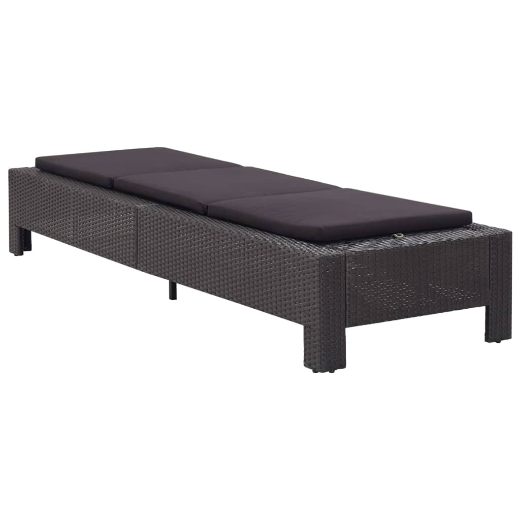 Sonnenliege mit Auflage Grau Poly Rattan
