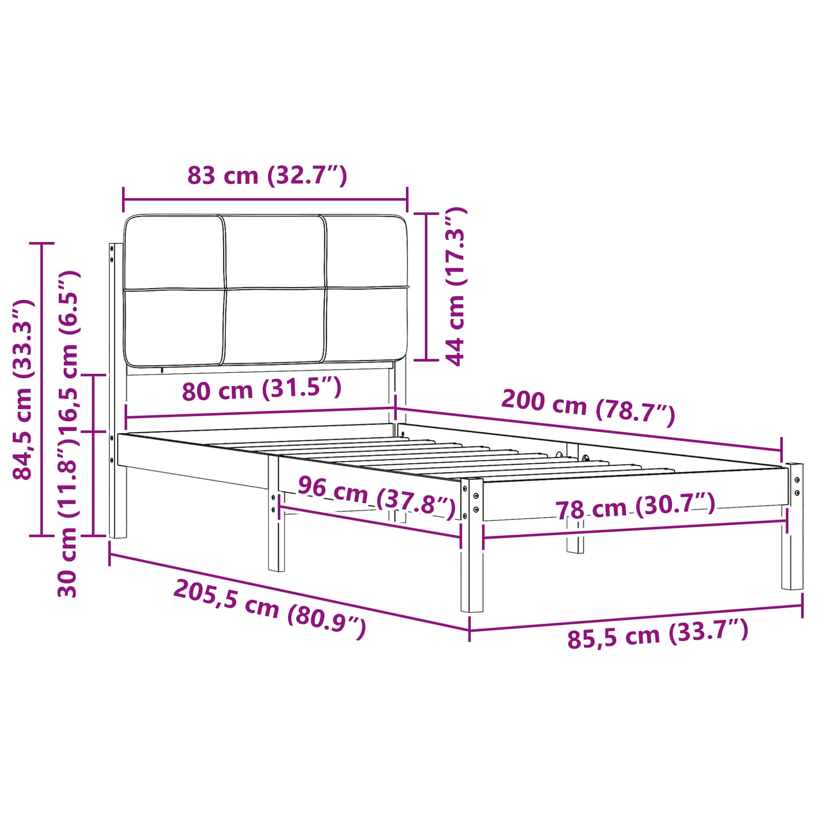 Bettgestell mit gepolstertem Kopfteil Hellgrau 200 x 200 cm