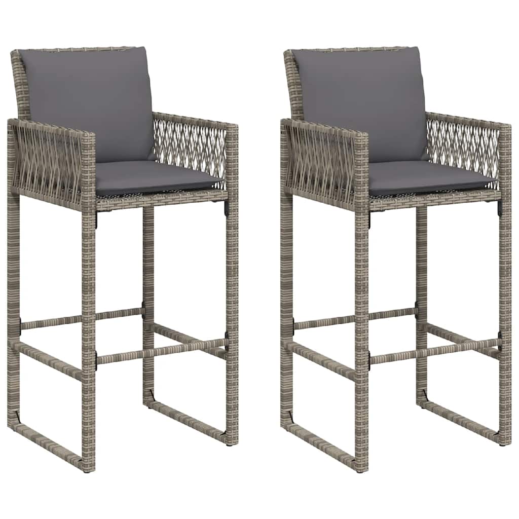 Garten-Barhocker 2 Stk. Schwarz Poly Rattan