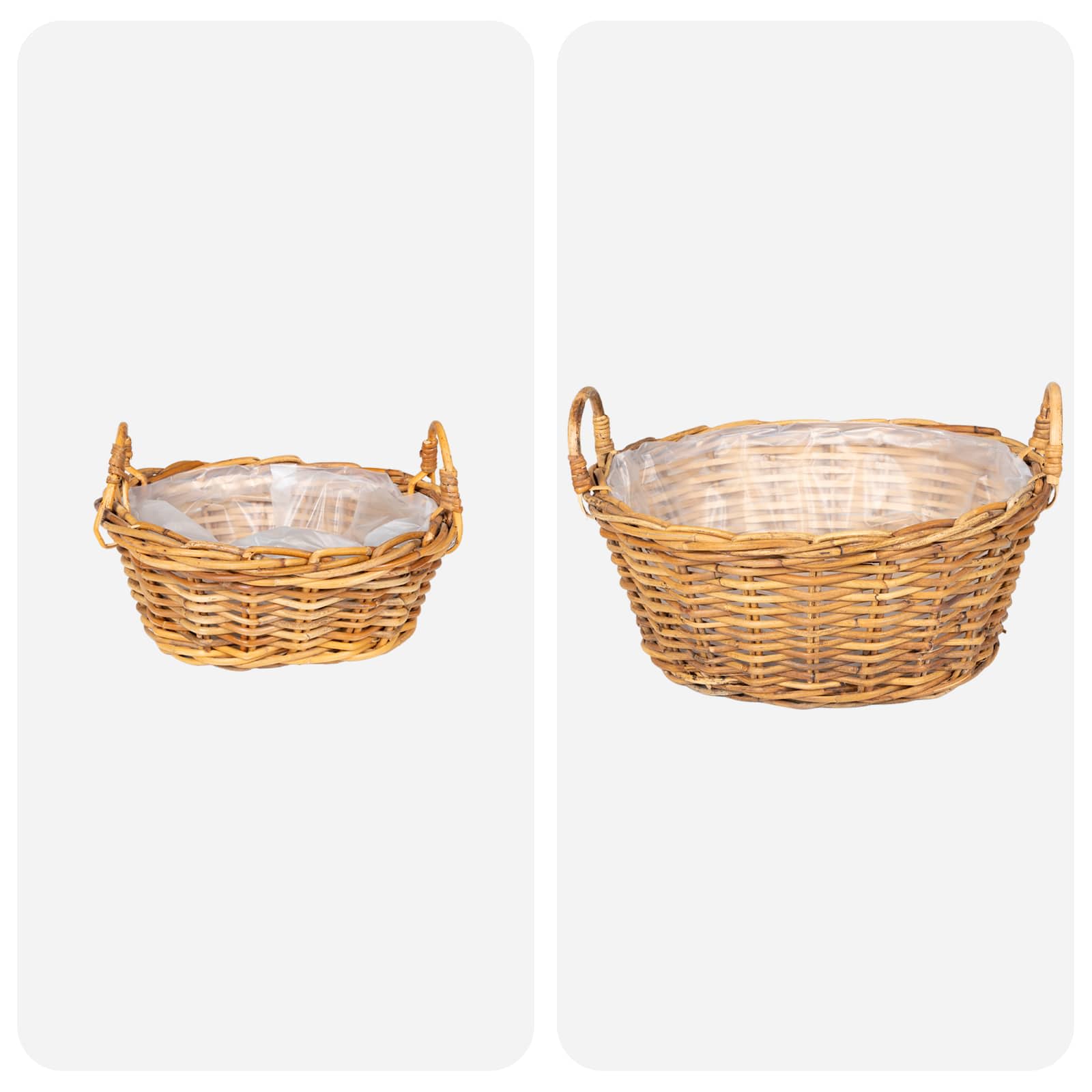 Blumentopfkorb mit Speicher 2 Stk. Natürliches Grau Kubu Rattan