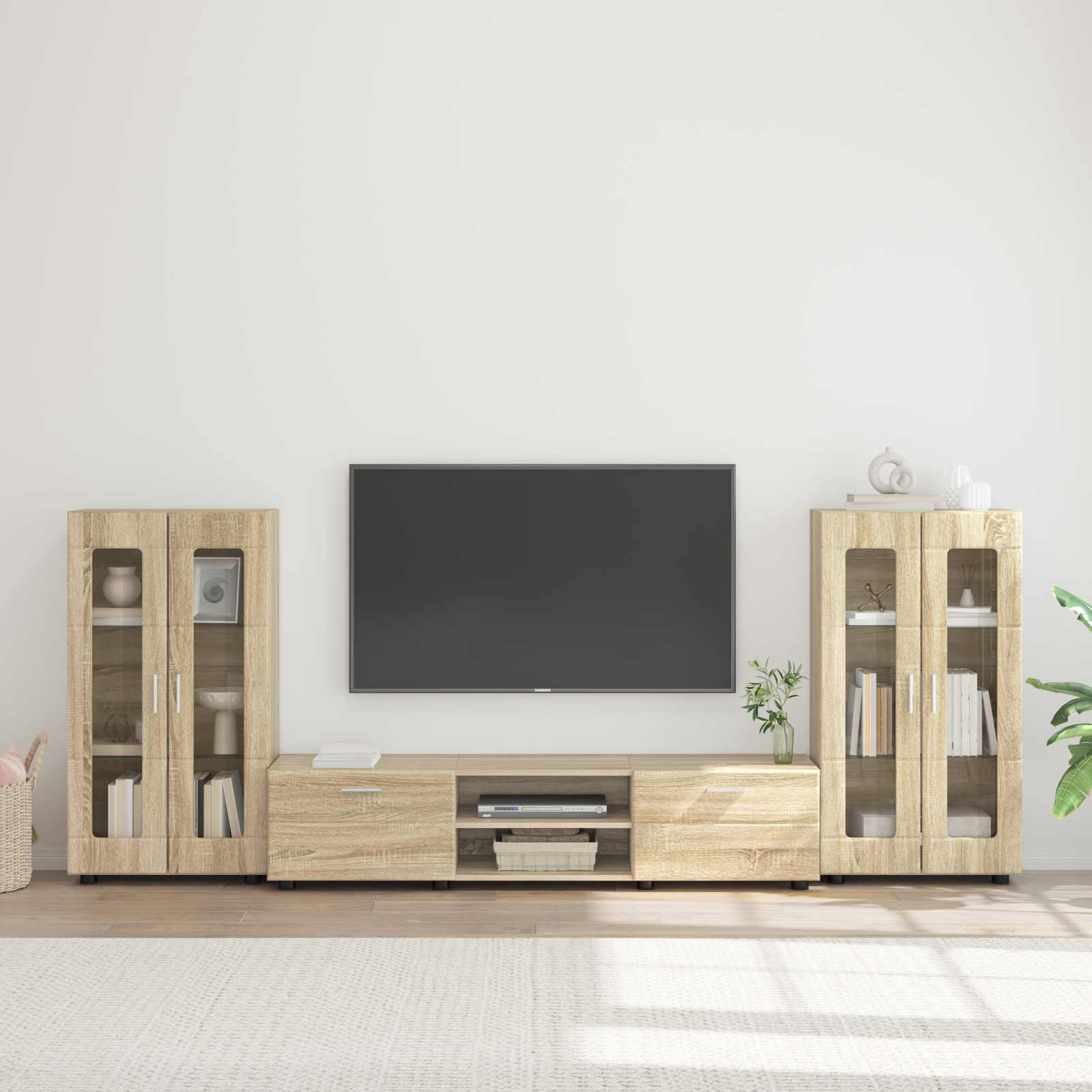 Highboard mit Regal FLORIN Weiß 60 x 35 x 182 cm Holzwerkstoff