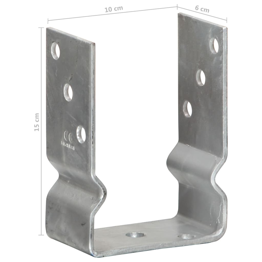 Pfostenträger 6 Stk. Silbern 9×6×15 cm Verzinkter Stahl
