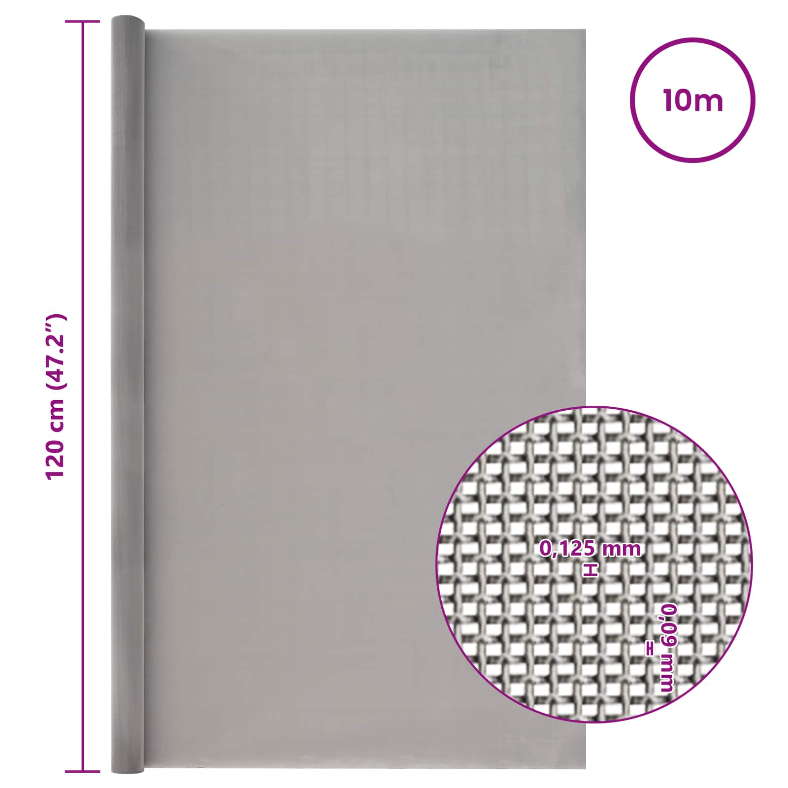 Mesh Bildschirm 20 x 500 cm 20 Mesh Edelstahl 201 Silber