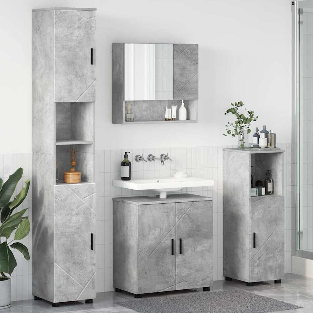 Badezimmermöbel-Set mit Tür 4 pcs Weiß Holzwerkstoff & Metall