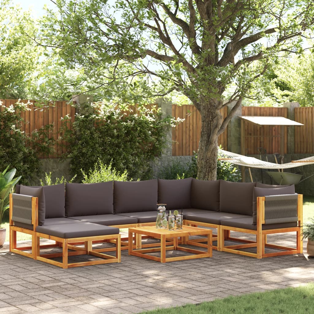 6-tlg. Gartensofa-Set mit Kissen Holz Akazie & Seil