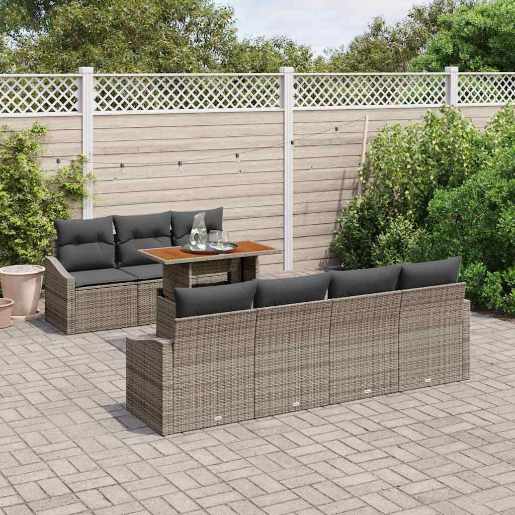 Garten Essgruppe mit Kissen 8 pcs Schwarz und Creme