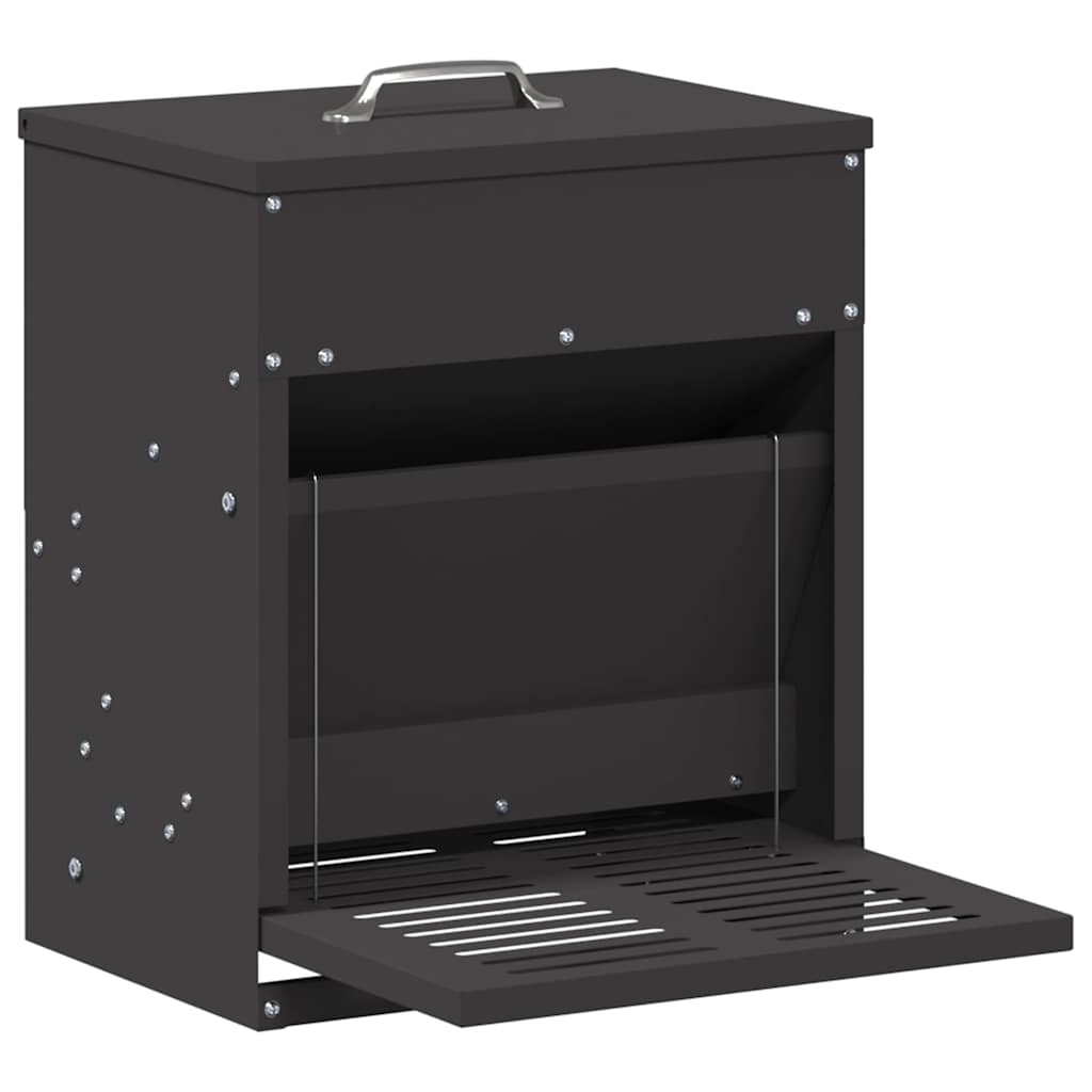 Hühnertretfeeder Schwarz 25 x 42 x 40 cm Kaltgewalzter Stahl