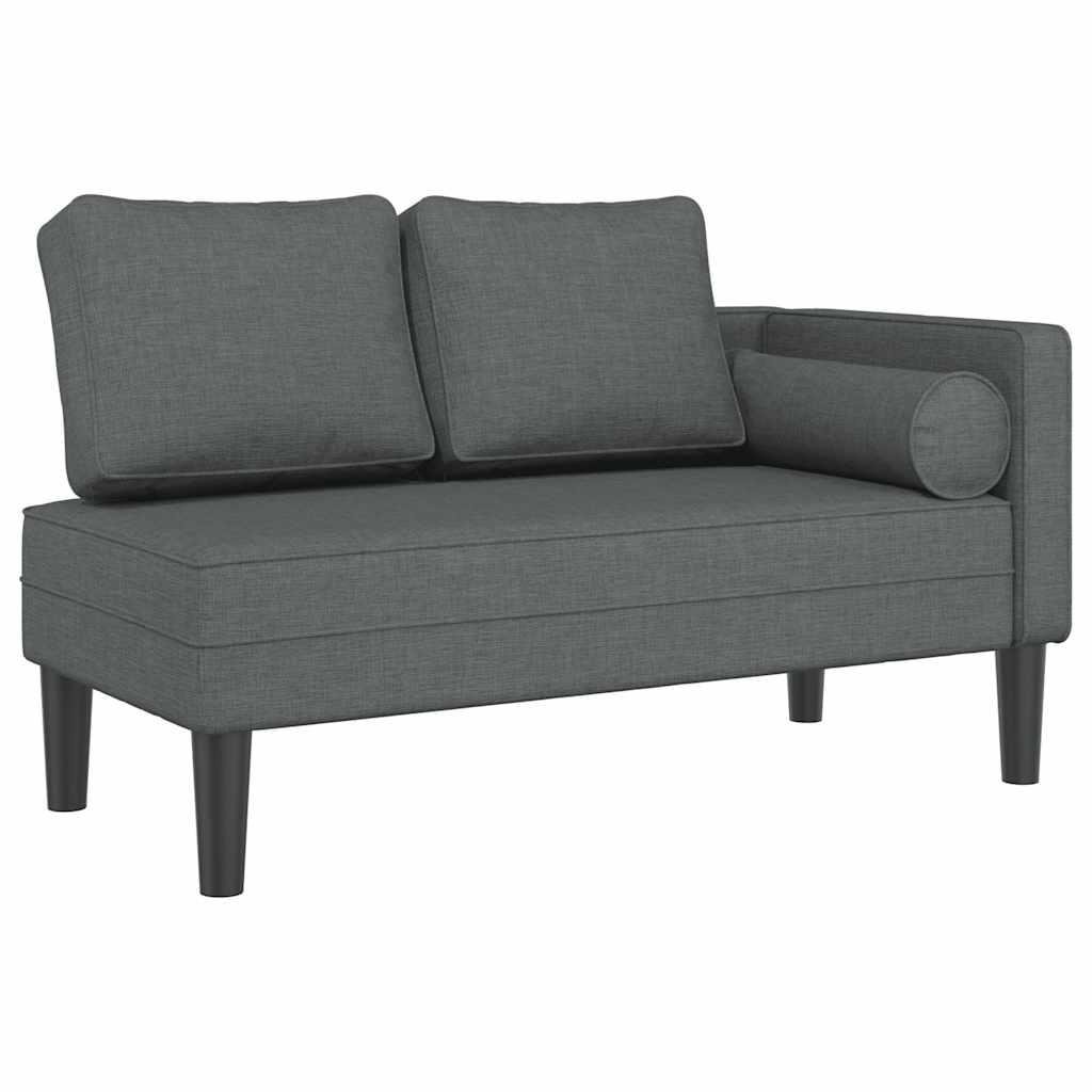 Chaiselongue mit Kissen Hellgrau Stoff