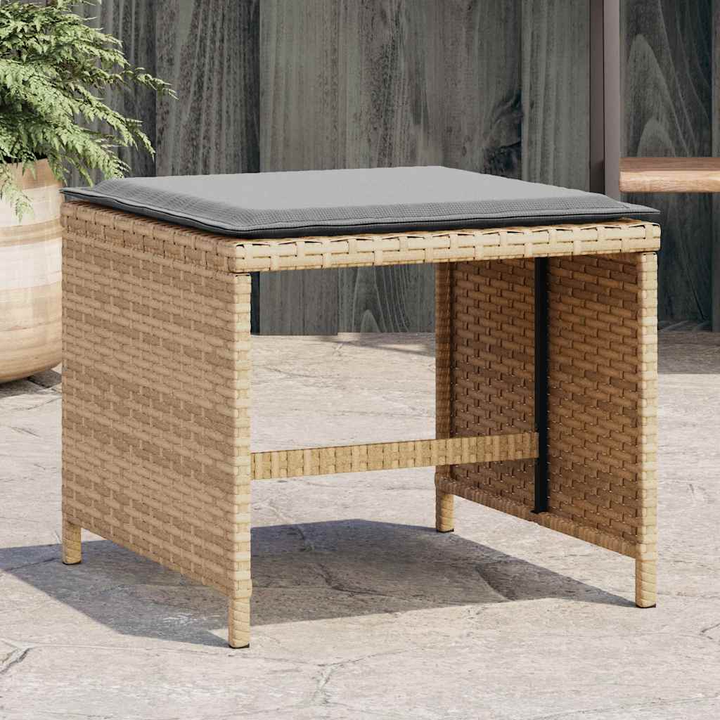Gartenhocker mit Kissen 4 Stk. Schwarz 41x41x36 cm Poly Rattan