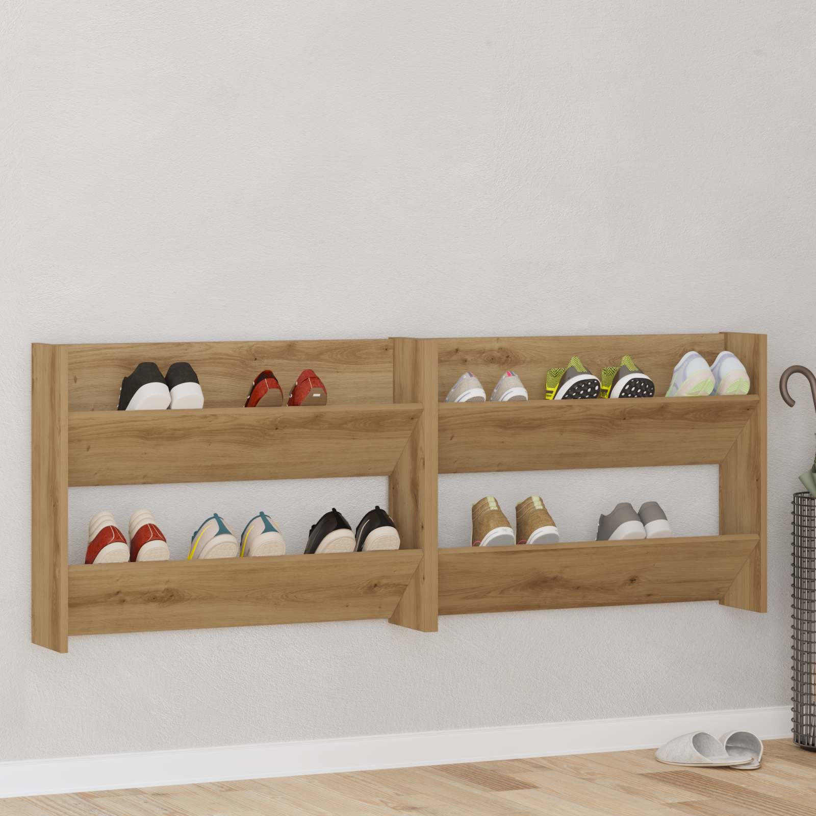 Wand-Schuhschränke 4 Stk. Weiß 60x18x60 cm Holzwerkstoff