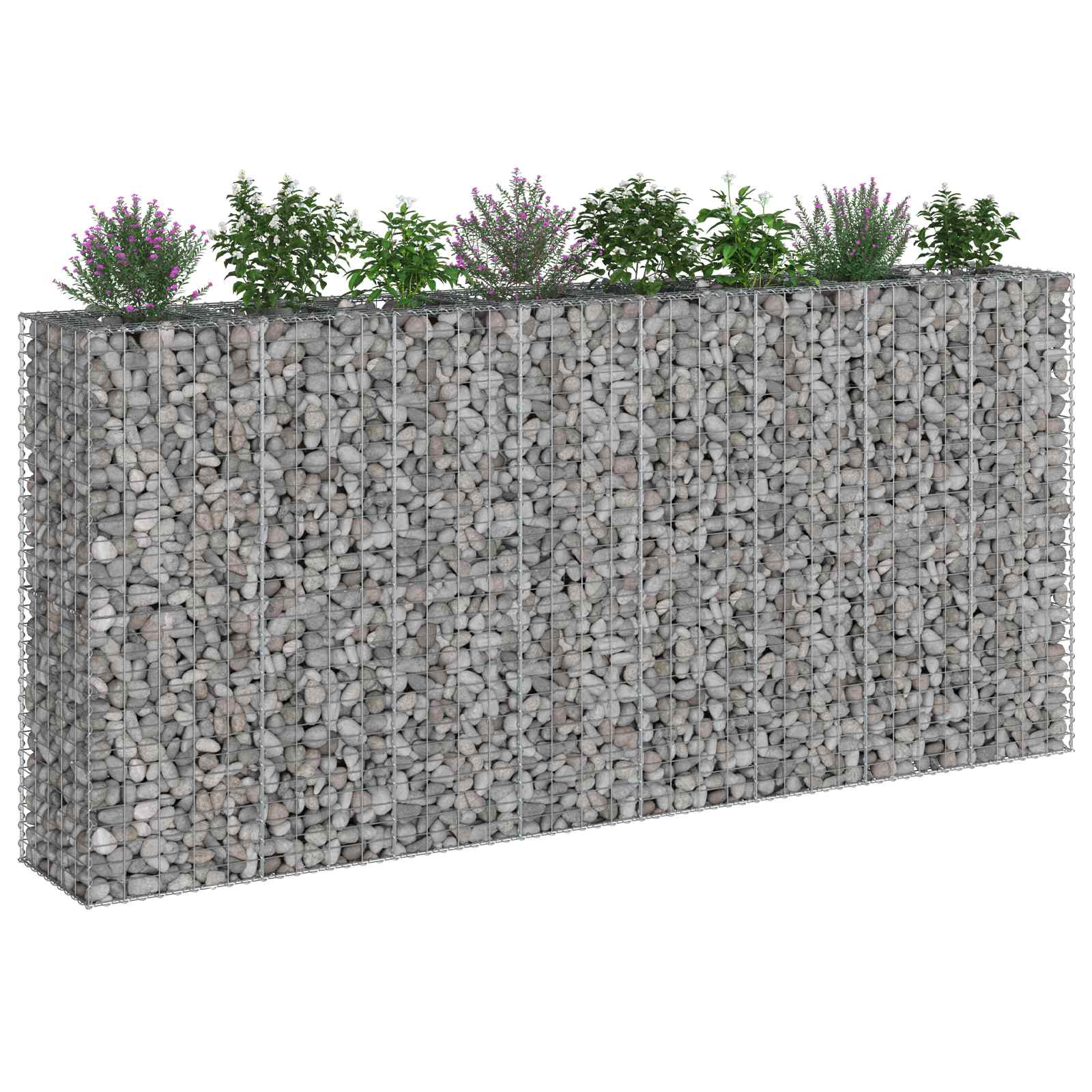 Gabionen Hochbeet 2 pcs Silber 260 x 60 x 55 cm