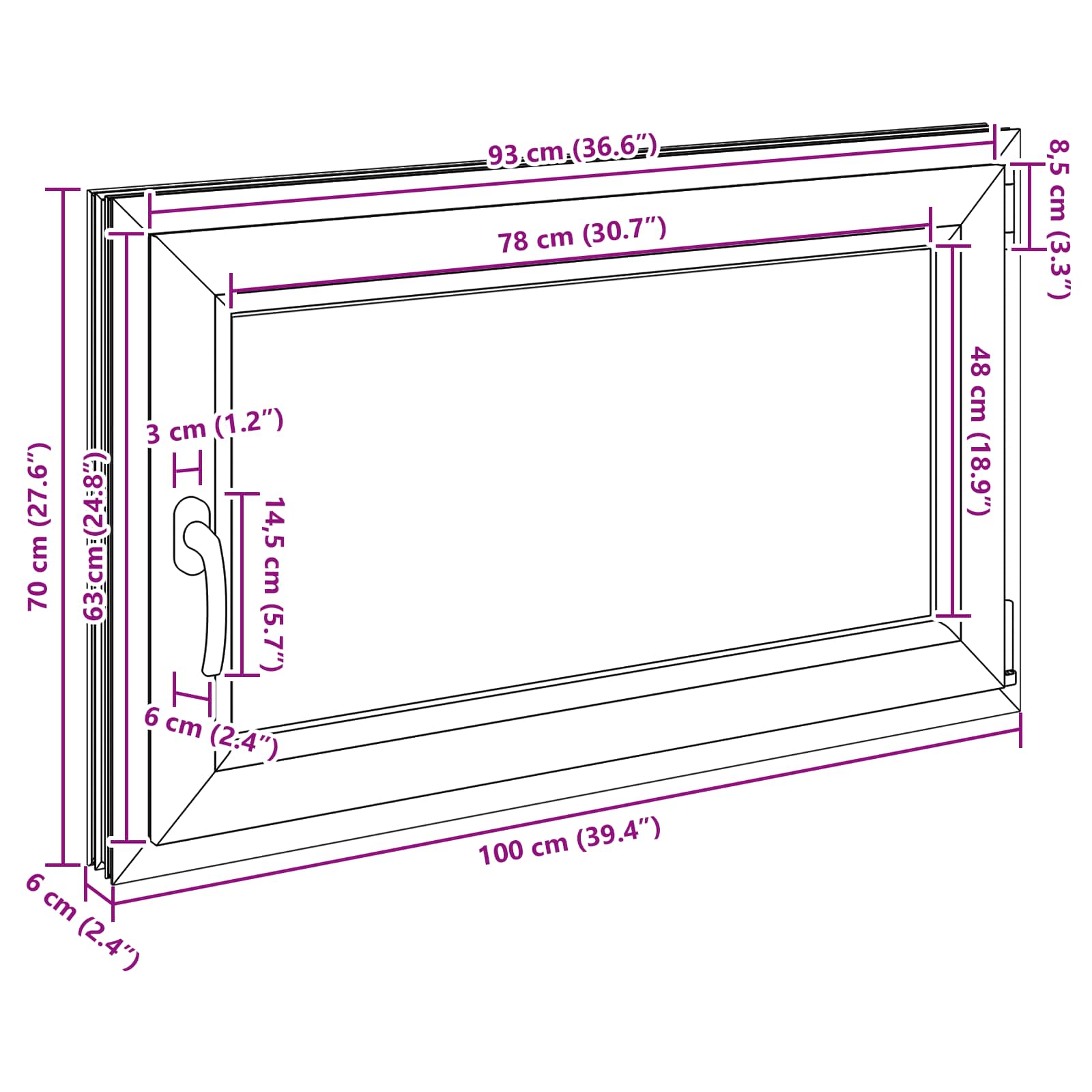 Kellerfenster RISOR 50 x 50 cm PVC und Glas Weiß