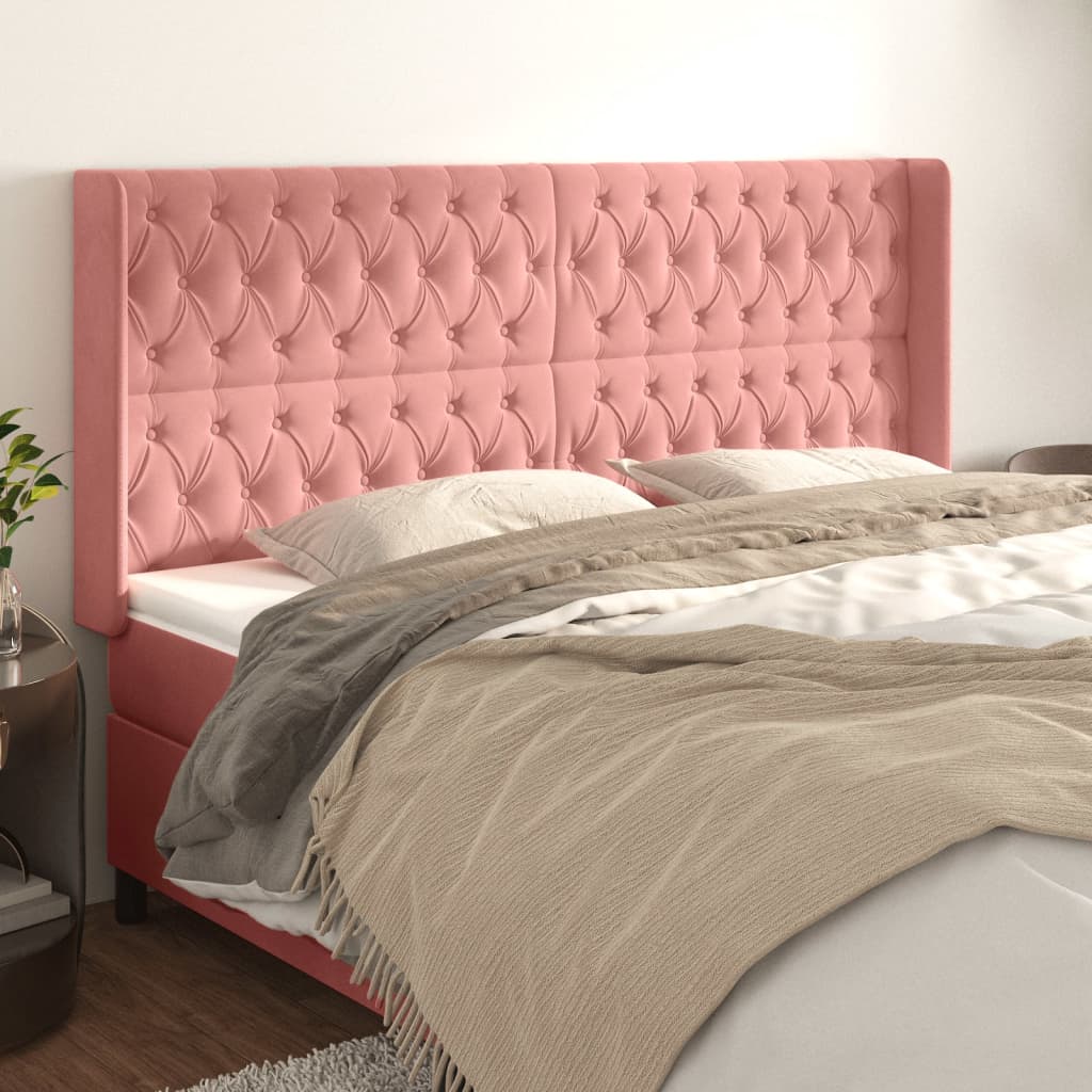 Kopfteil mit Ohren Dunkelblau 93x16x78/88 cm Samt