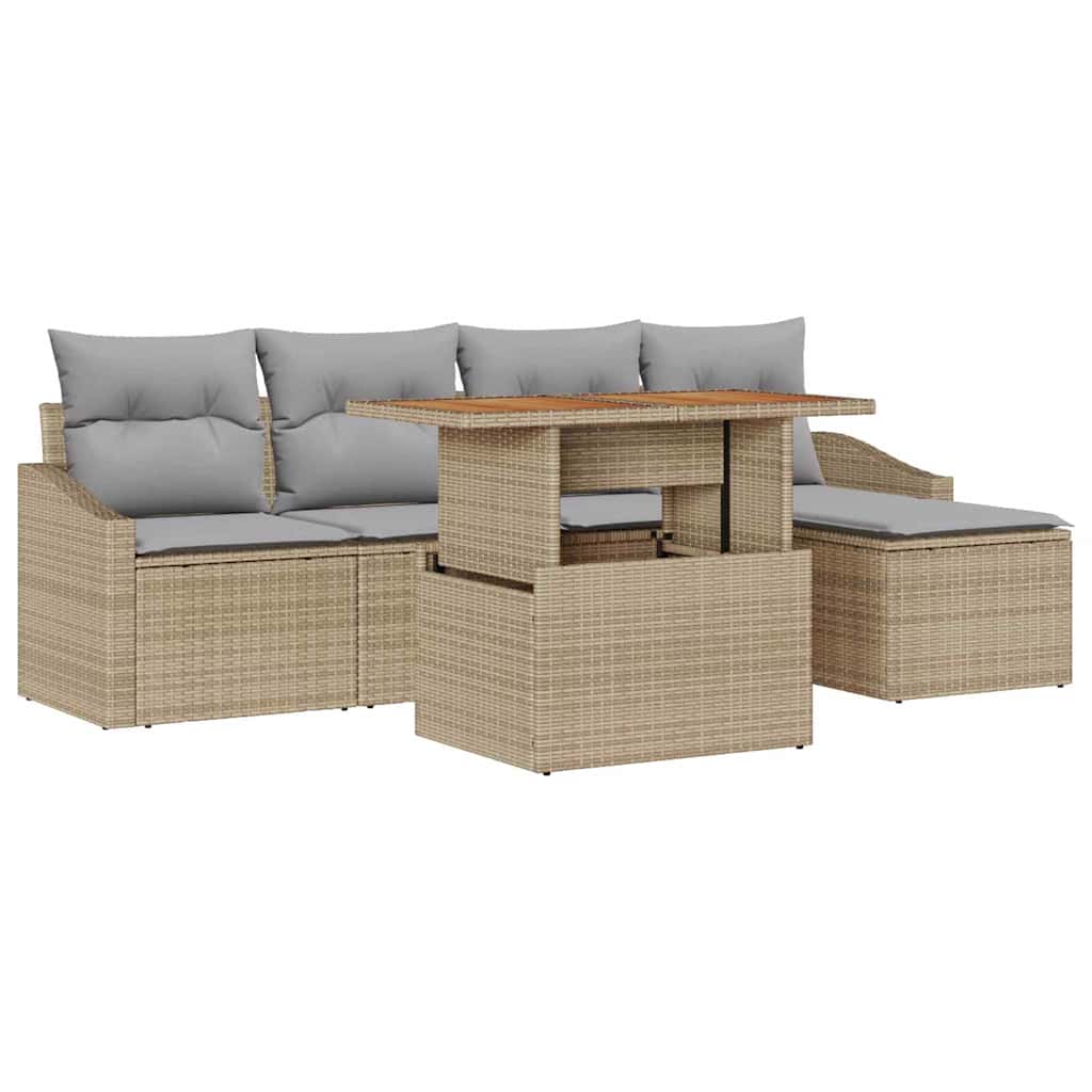 Garten Essgruppe mit Kissen 6 pcs Schwarz und Creme