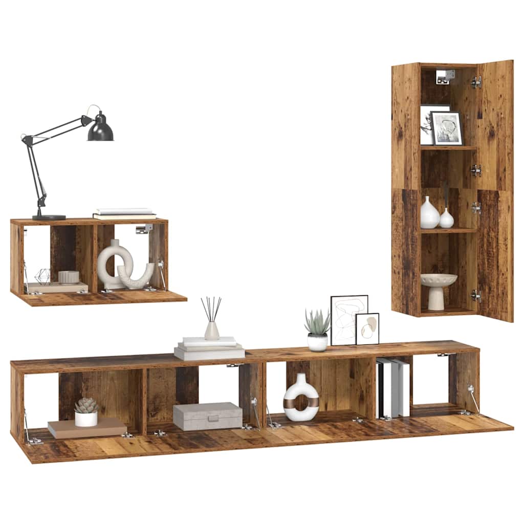 4-tlg. TV-Schrank-Set Weiß Holzwerkstoff