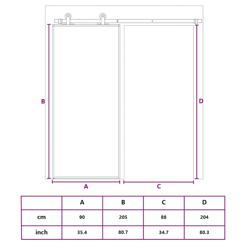 Schiebetür ESG-Glas und Aluminium 76x205 cm Schwarz