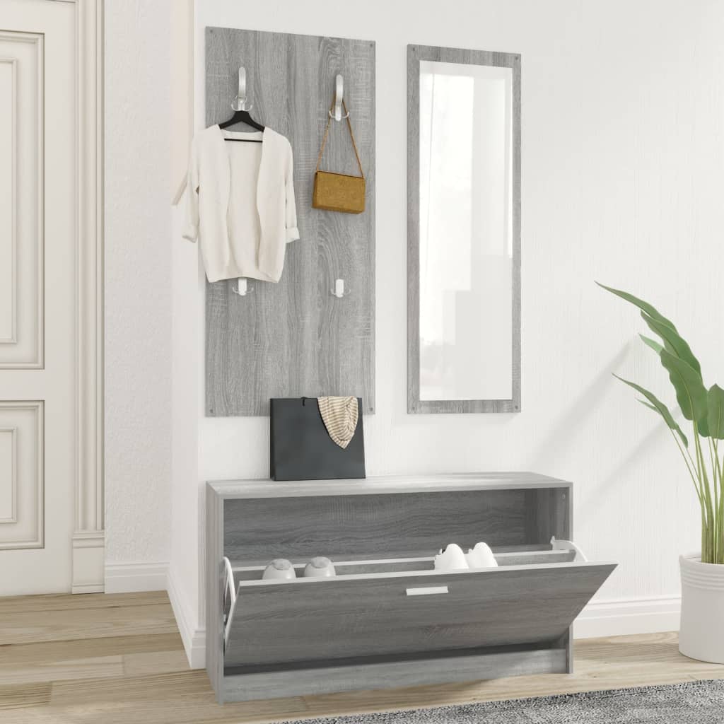 Garderoben Flur 3-in-1 Schuhschrank Schuhkipper Spiegel