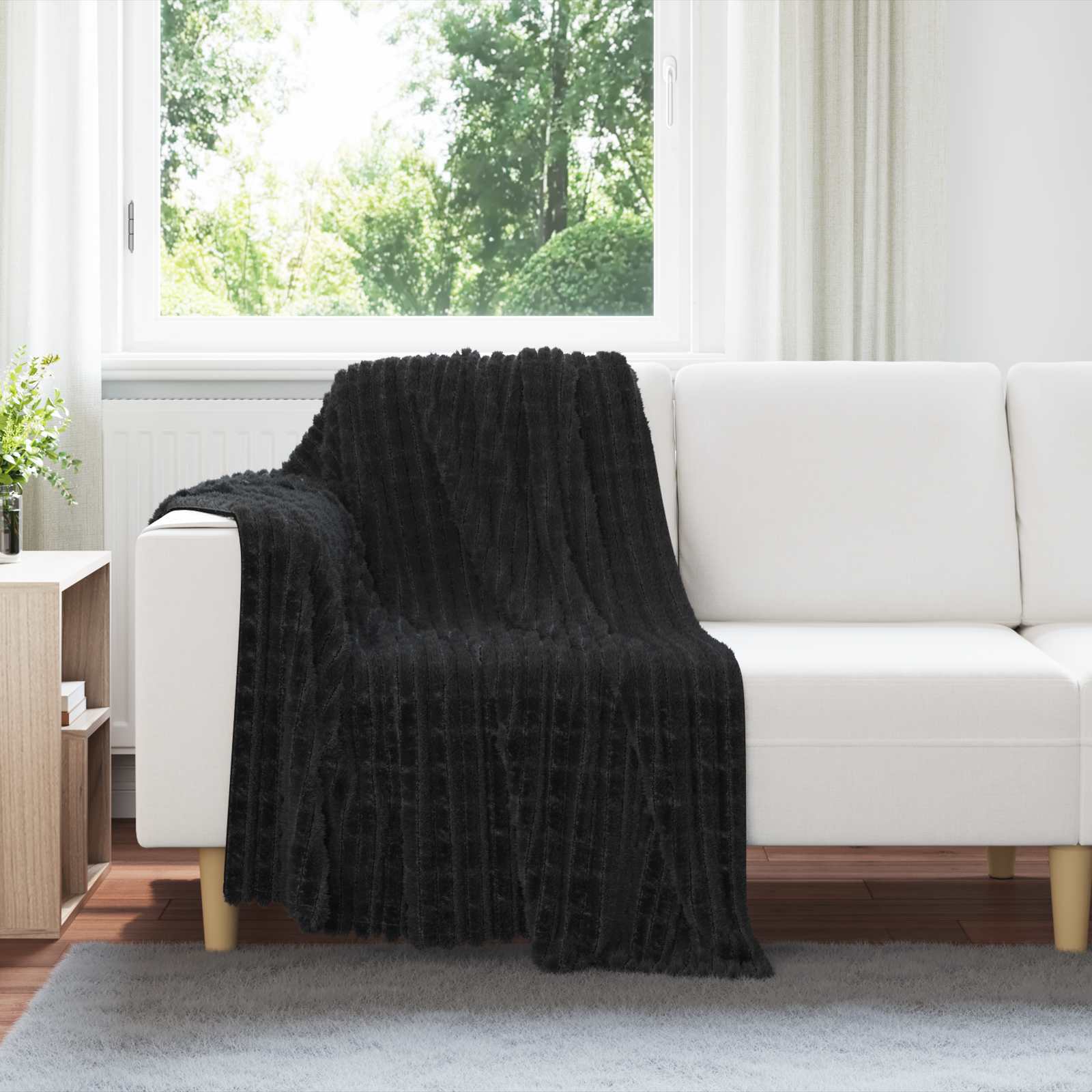 Überwurfdecke Beige 150 x 130 cm Fleece