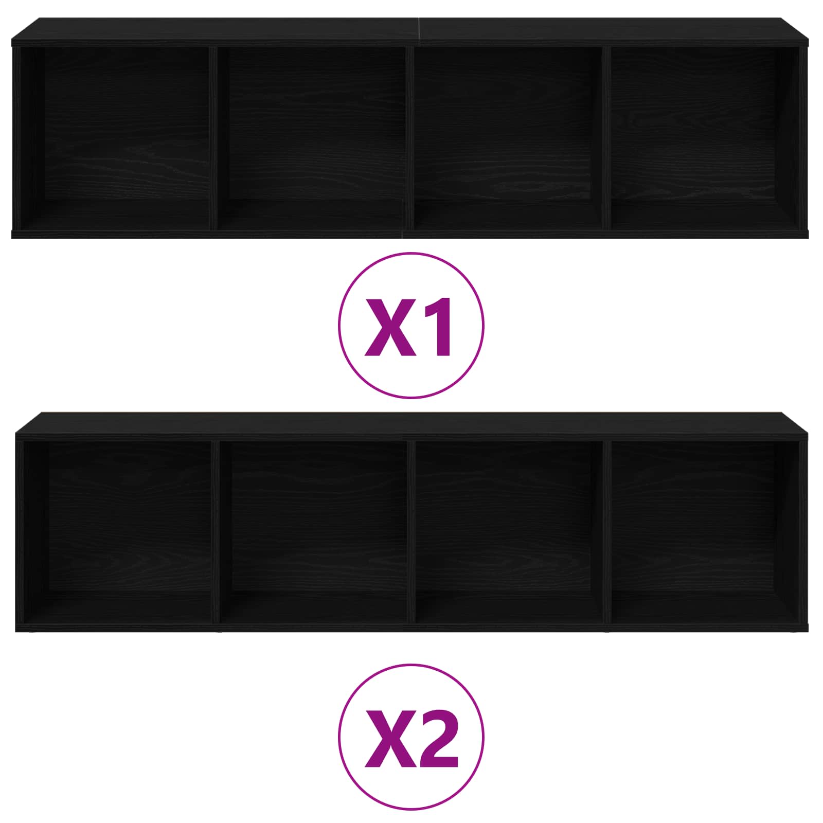 3-tlg. Bücher-/TV-Schrank Set Weiß 180×30×180 cm