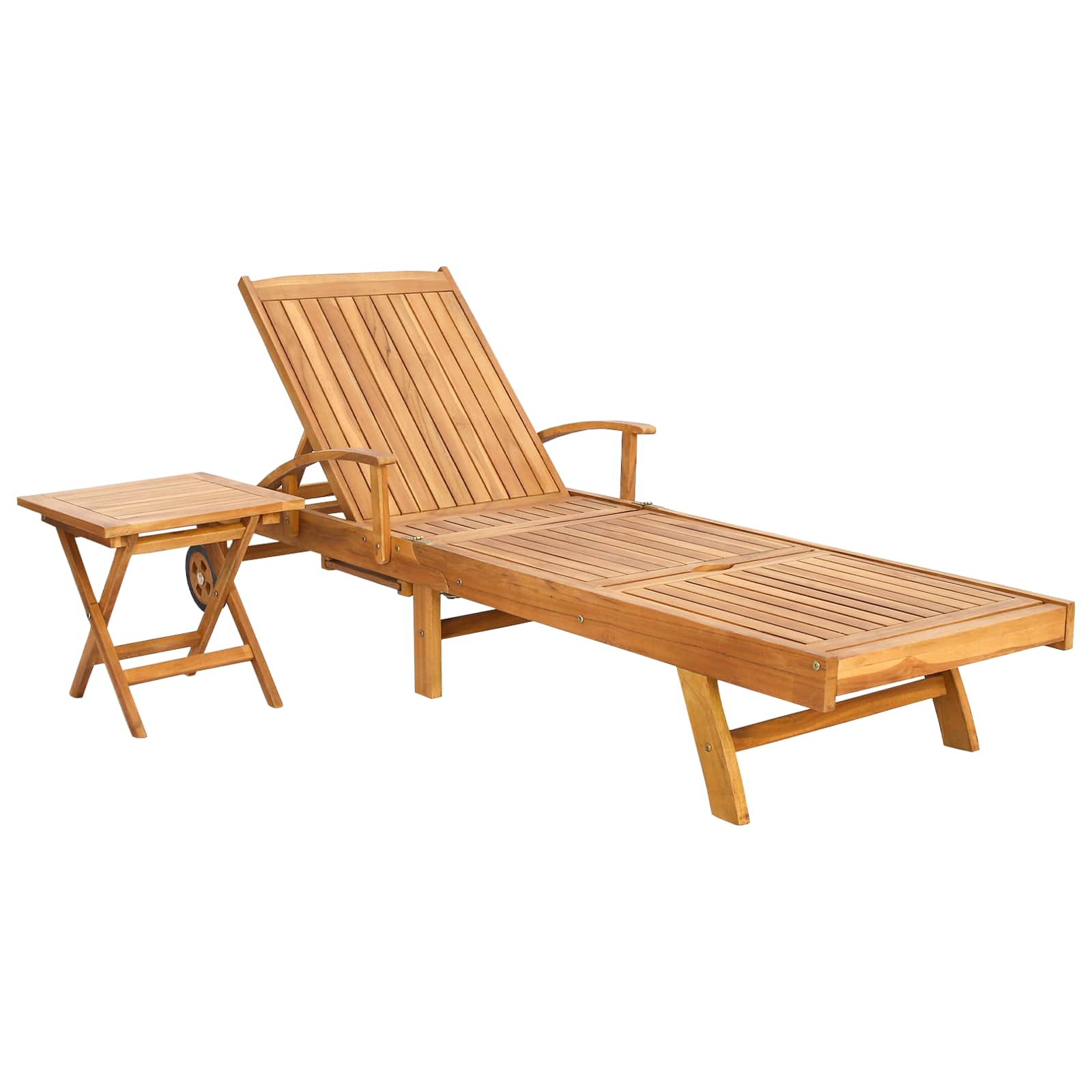 Sonnenliege 1-Person Braun Massivholz Teak