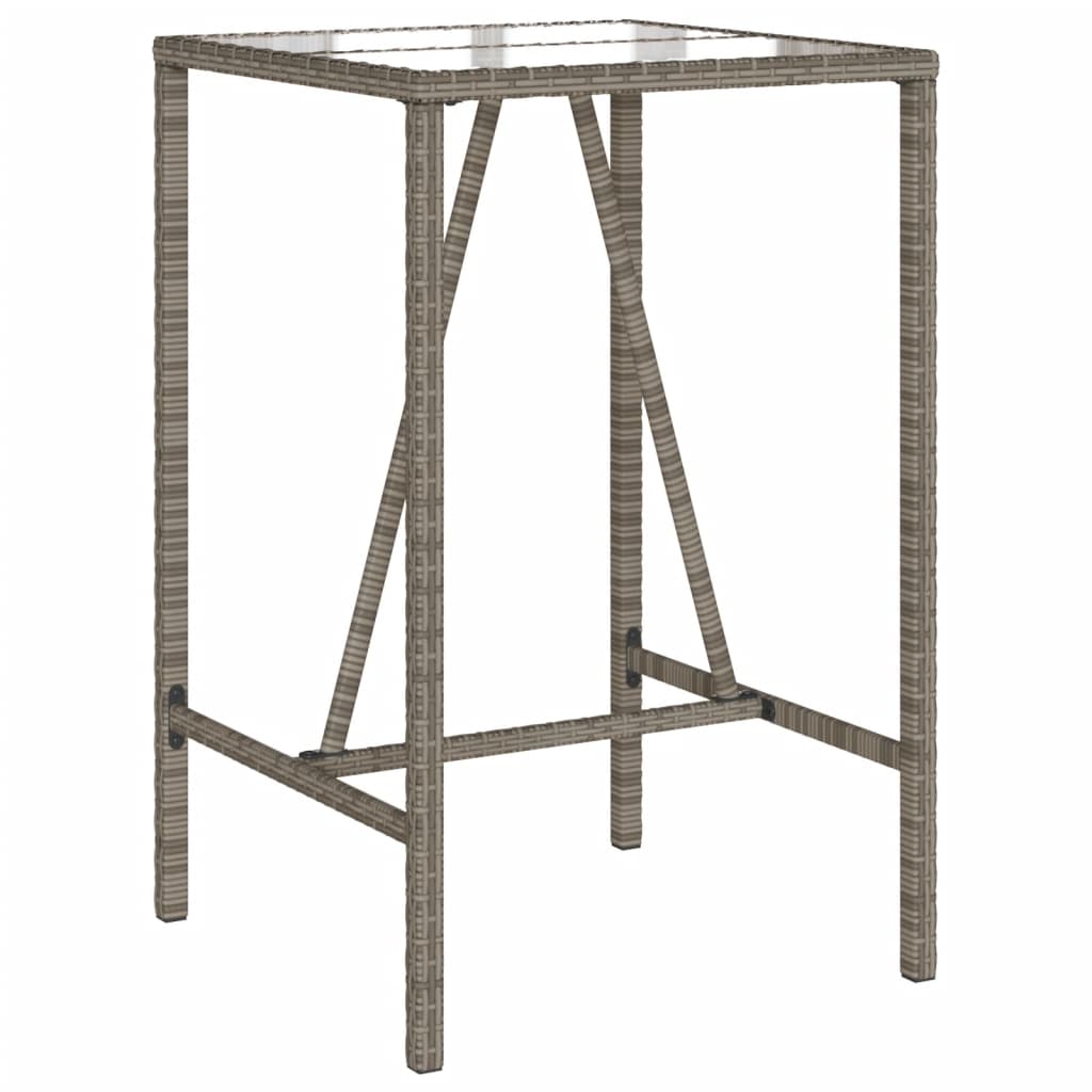 Bartisch mit Glasplatte Schwarz 110x70x110 cm Poly Rattan