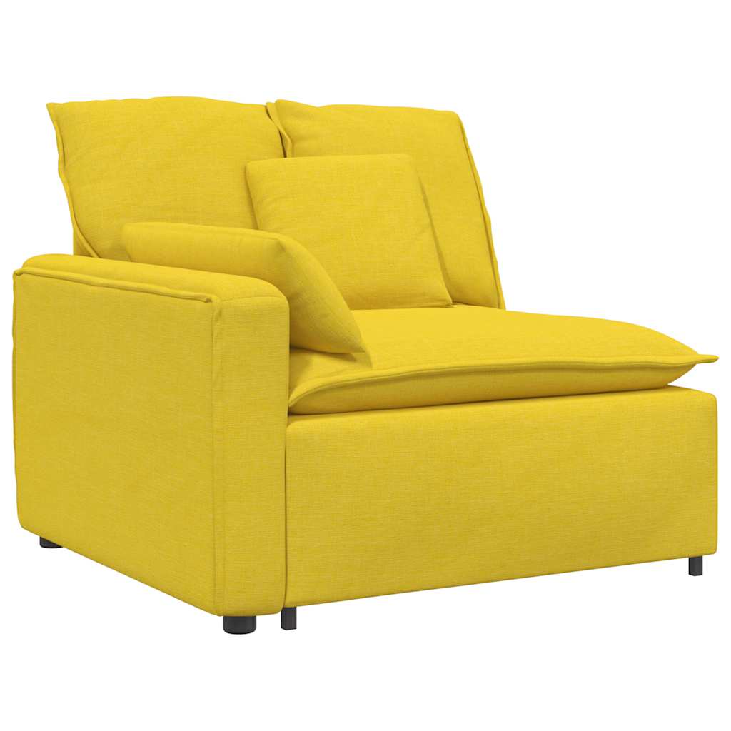 Modulares Sofa Endmodul mit Armlehne Kissen Hellgrau 100 cm