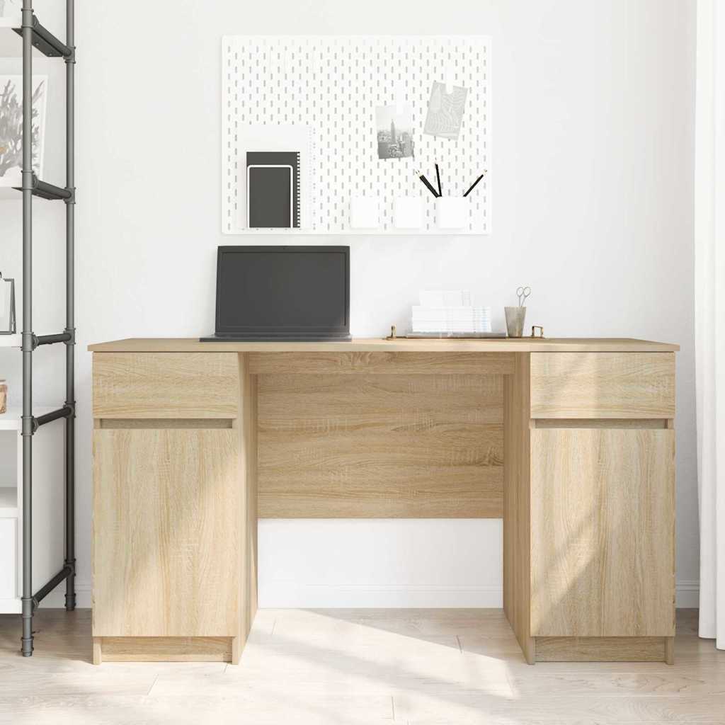 Schreibtisch mit Schubladen Weiß 140 x 49 x 76 cm Holzwerkstoff