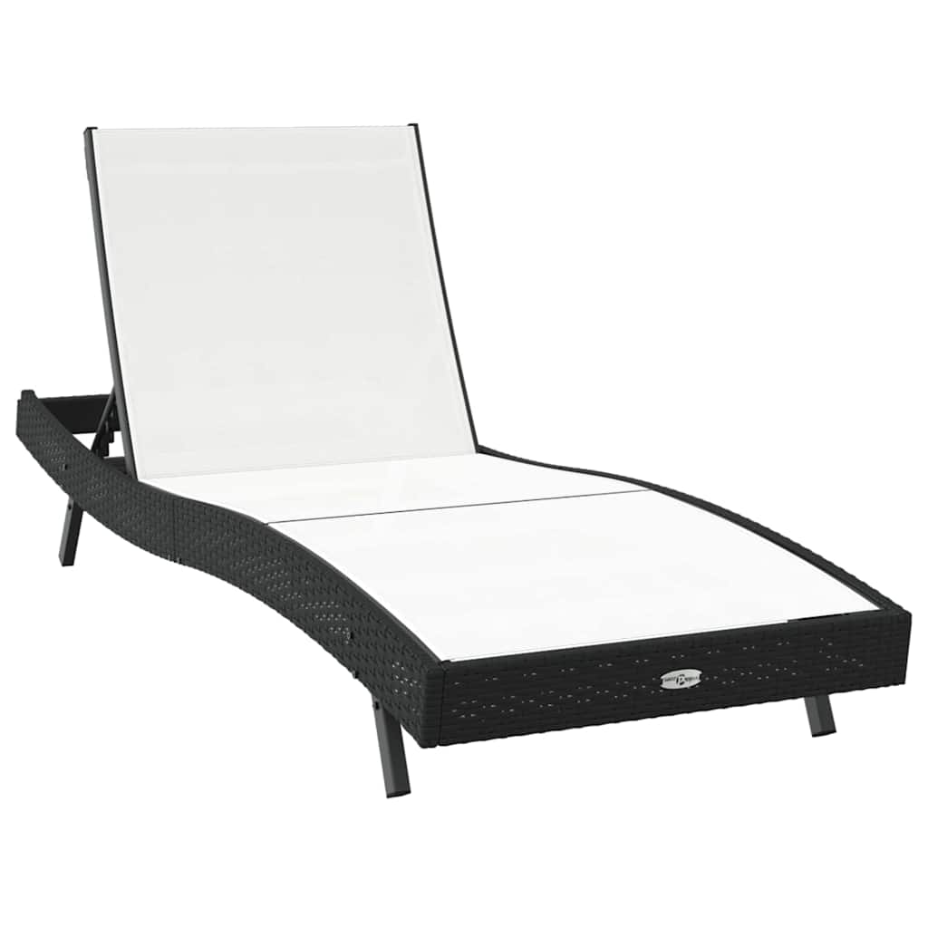 Sonnenliege 2 pcs Schwarz und Braun Poly-Rattan