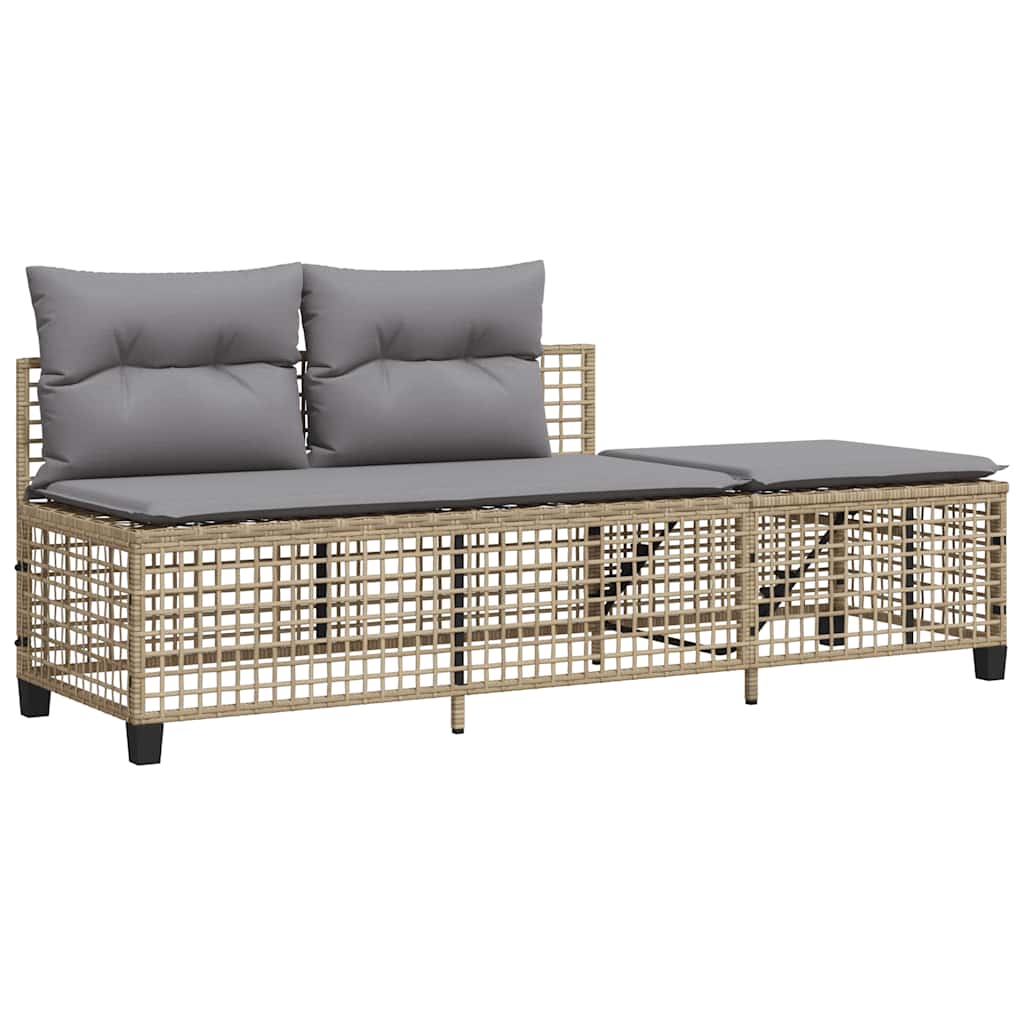 3-tlg. Garten-Ecksofa-Set mit Kissen Schwarz Poly Rattan