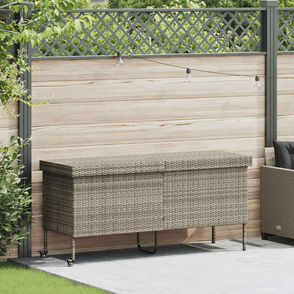 Gartentruhe mit Rollen Schwarz 110x55x73 cm Poly Rattan