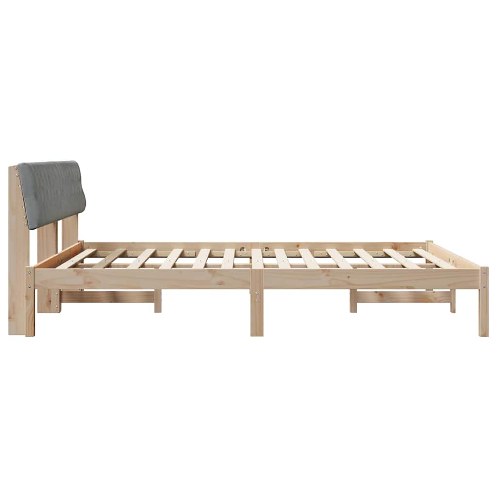 Bettgestell Braun und hellgrau 200 x 200 cm Massivholz Kiefer