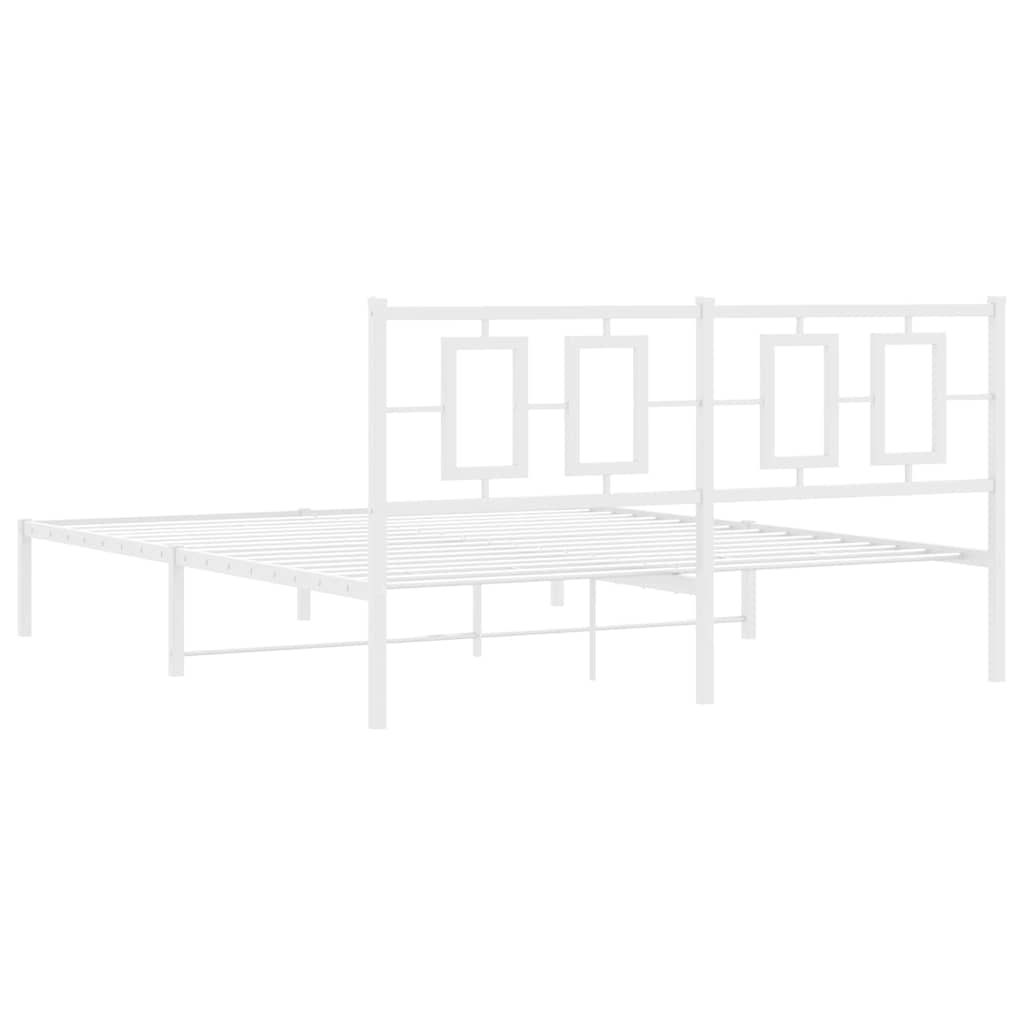 Bettgestell mit Kopf- und Fußteil Metall Weiß 180x200 cm