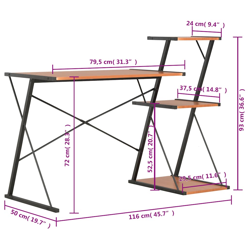 Schreibtisch mit Regal Weiß 116×50×93 cm
