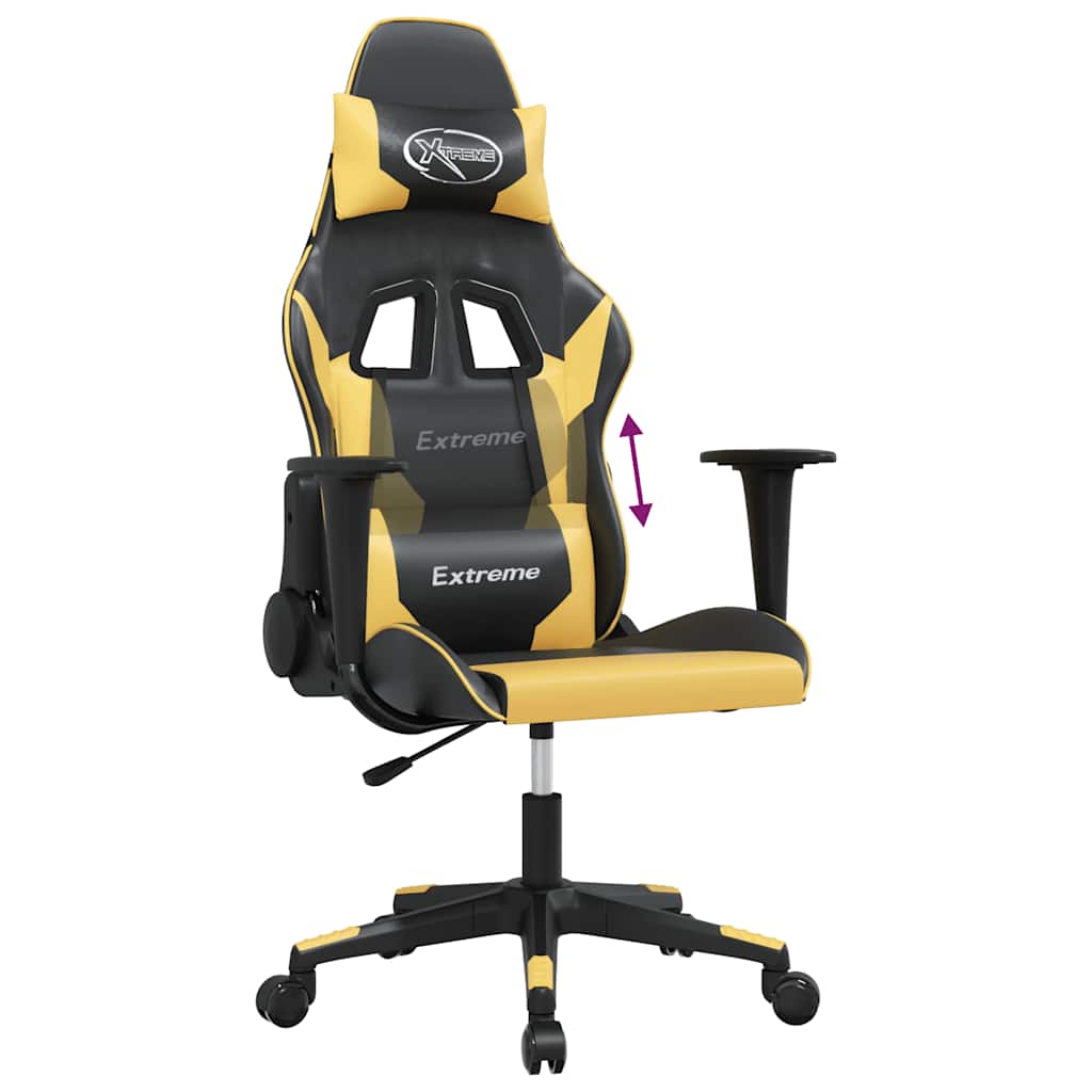 Gaming-Stuhl mit Massagefunktion Schwarz und Blau Kunstleder