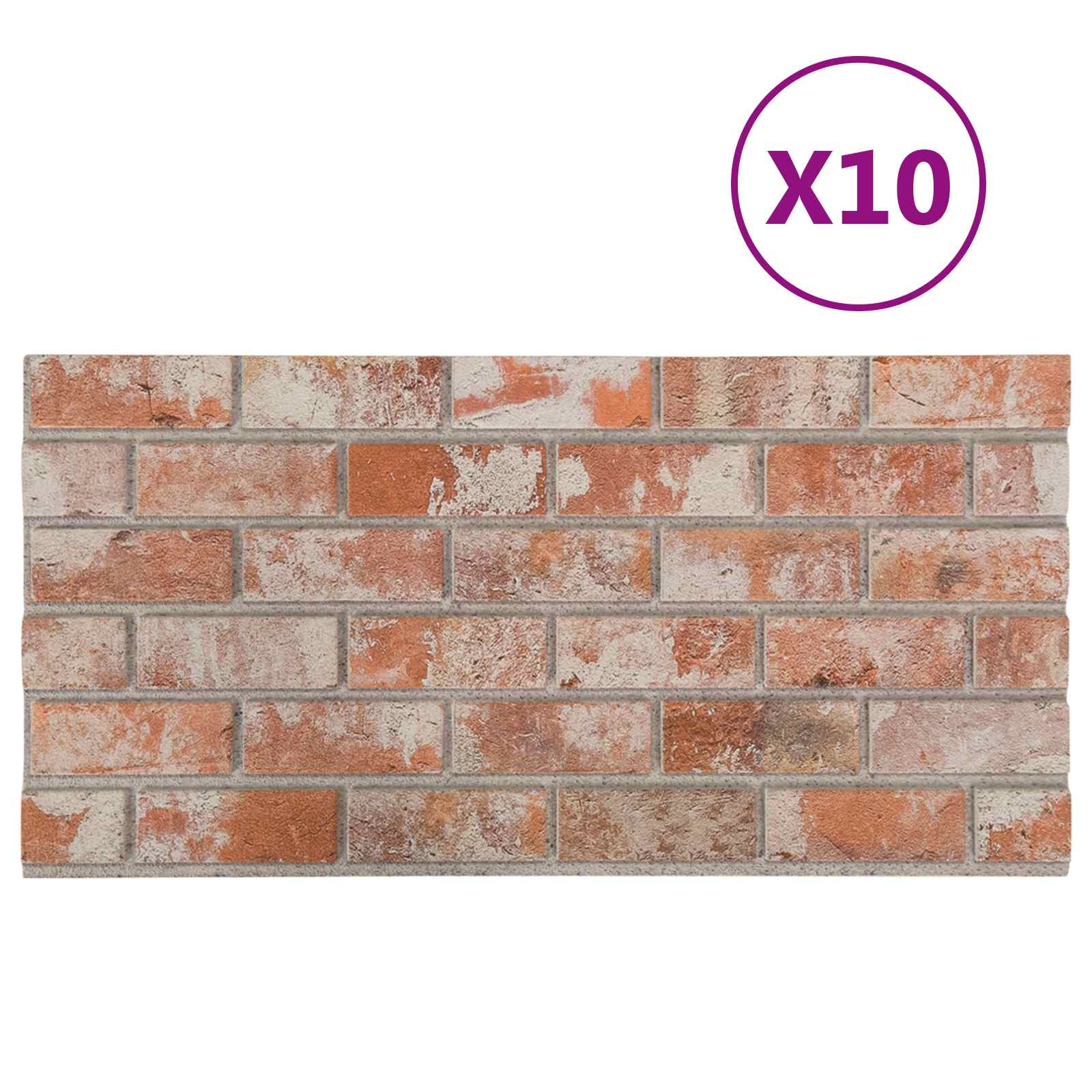 Wandpaneele 10 pcs Ziegel 100 x 50 cm EPS-Schaum