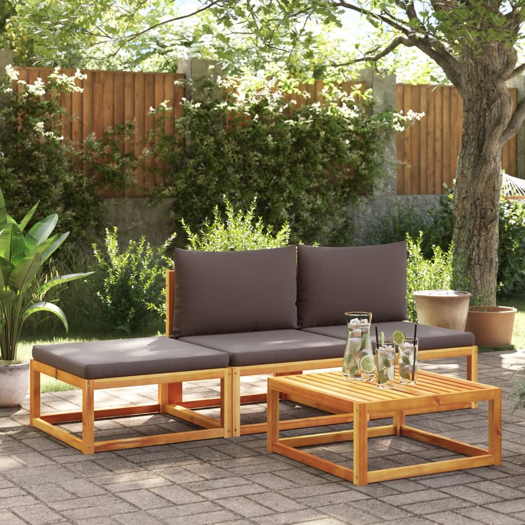 6-tlg. Gartensofa-Set mit Kissen Holz Akazie & Seil