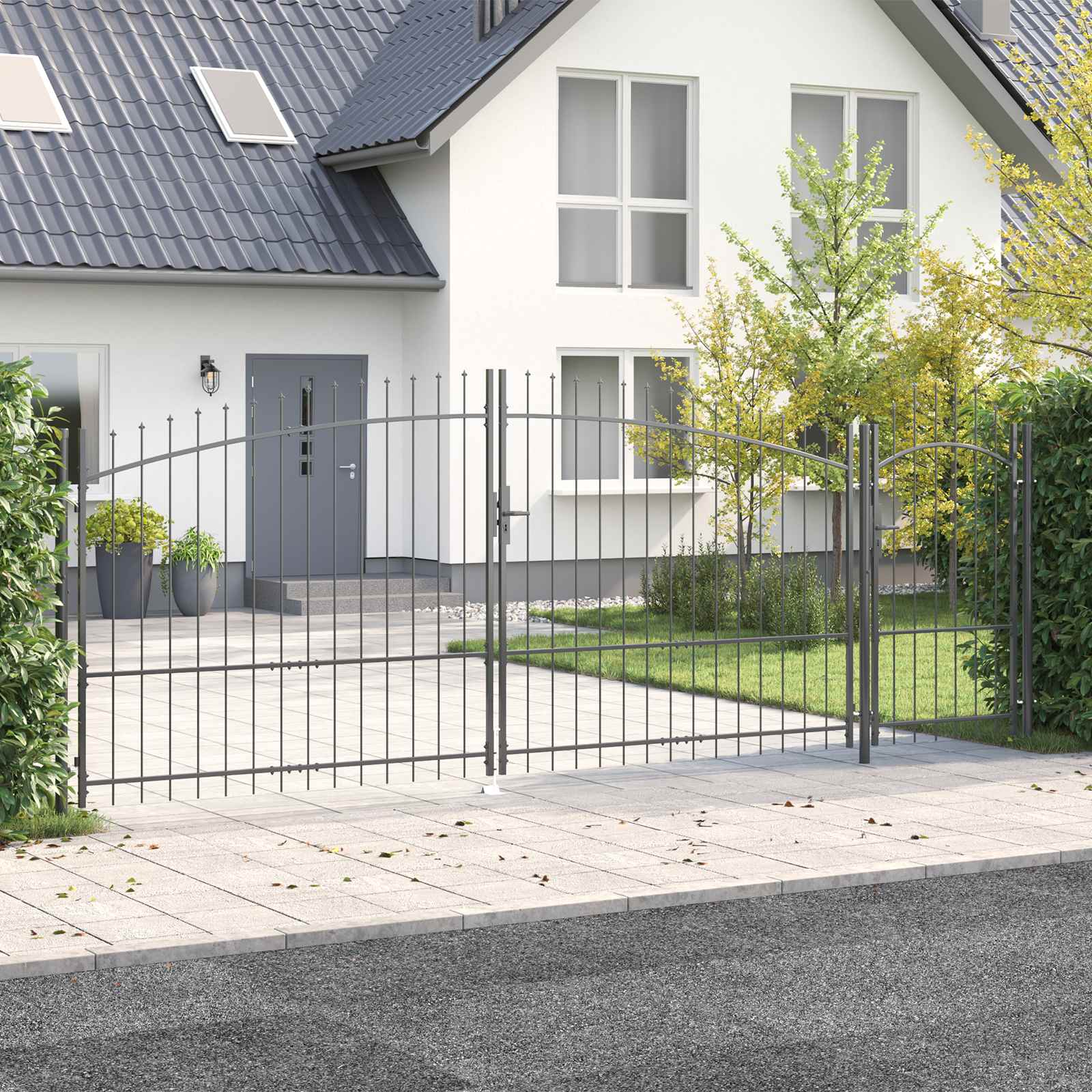 Gartentor Woerden Stahl 1x4 m Schwarz