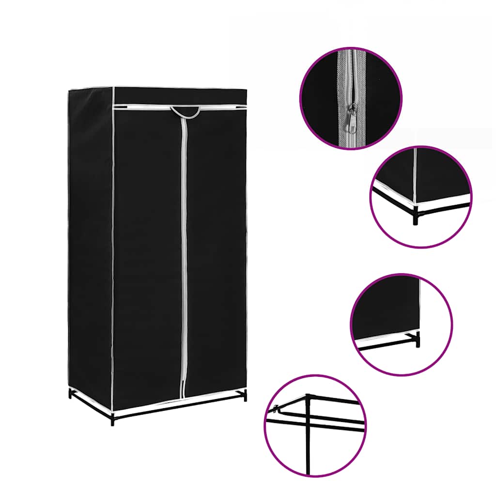 Kleiderschrank Schwarz 75×50×160 cm