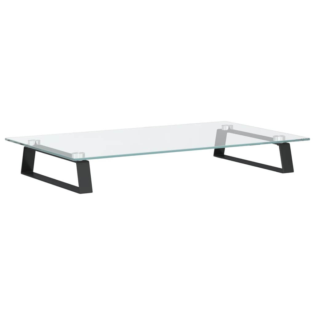 Monitorständer Weiß 60x20x8 cm Hartglas und Metall