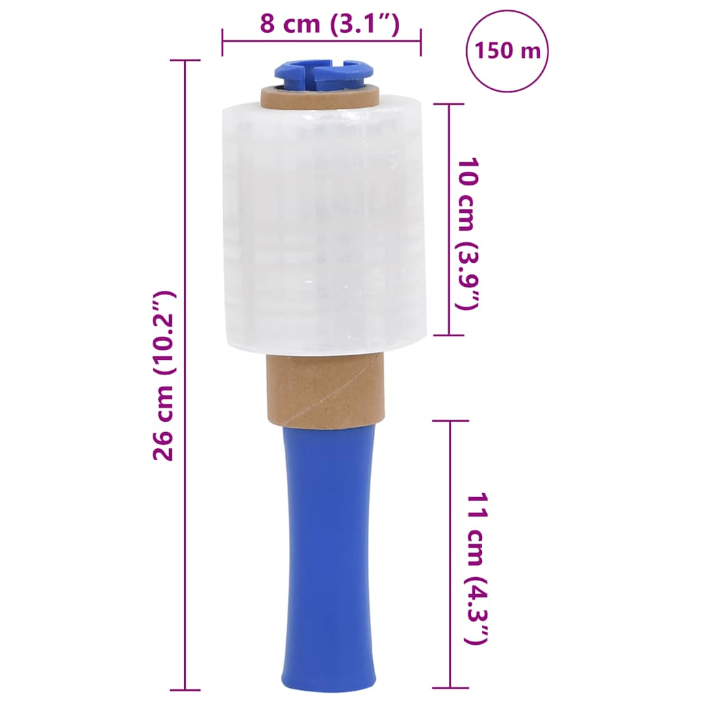 Stretchfolie mit Griff 10 Stk. Transparent 23 μm 50 cm x 150 m