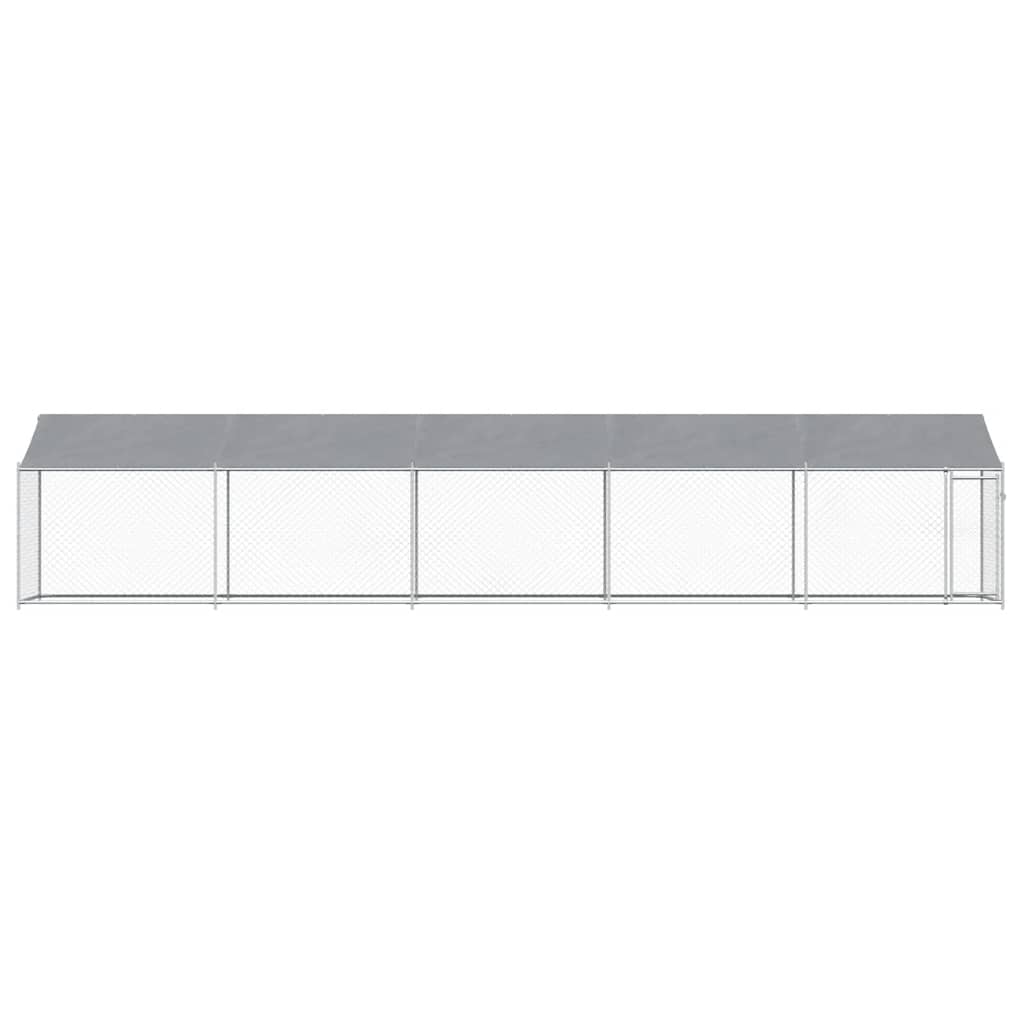Hundezwinger mit Dach und Tür Grau 2x2x2 m Verzinkter Stahl
